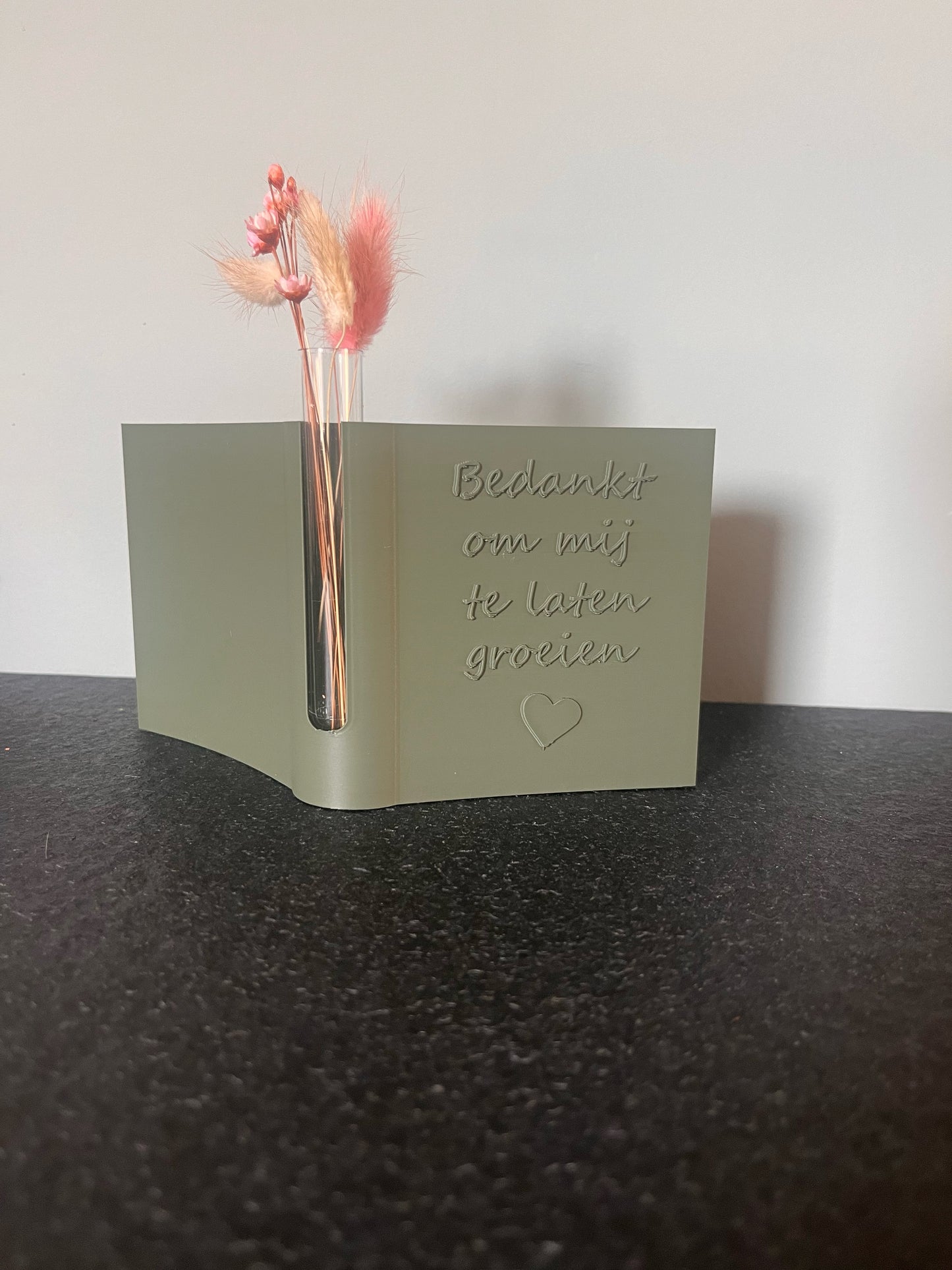 Gepersonaliseerd Open Boek met Droogbloemen | Origineel Bedankje voor Juf of Meester