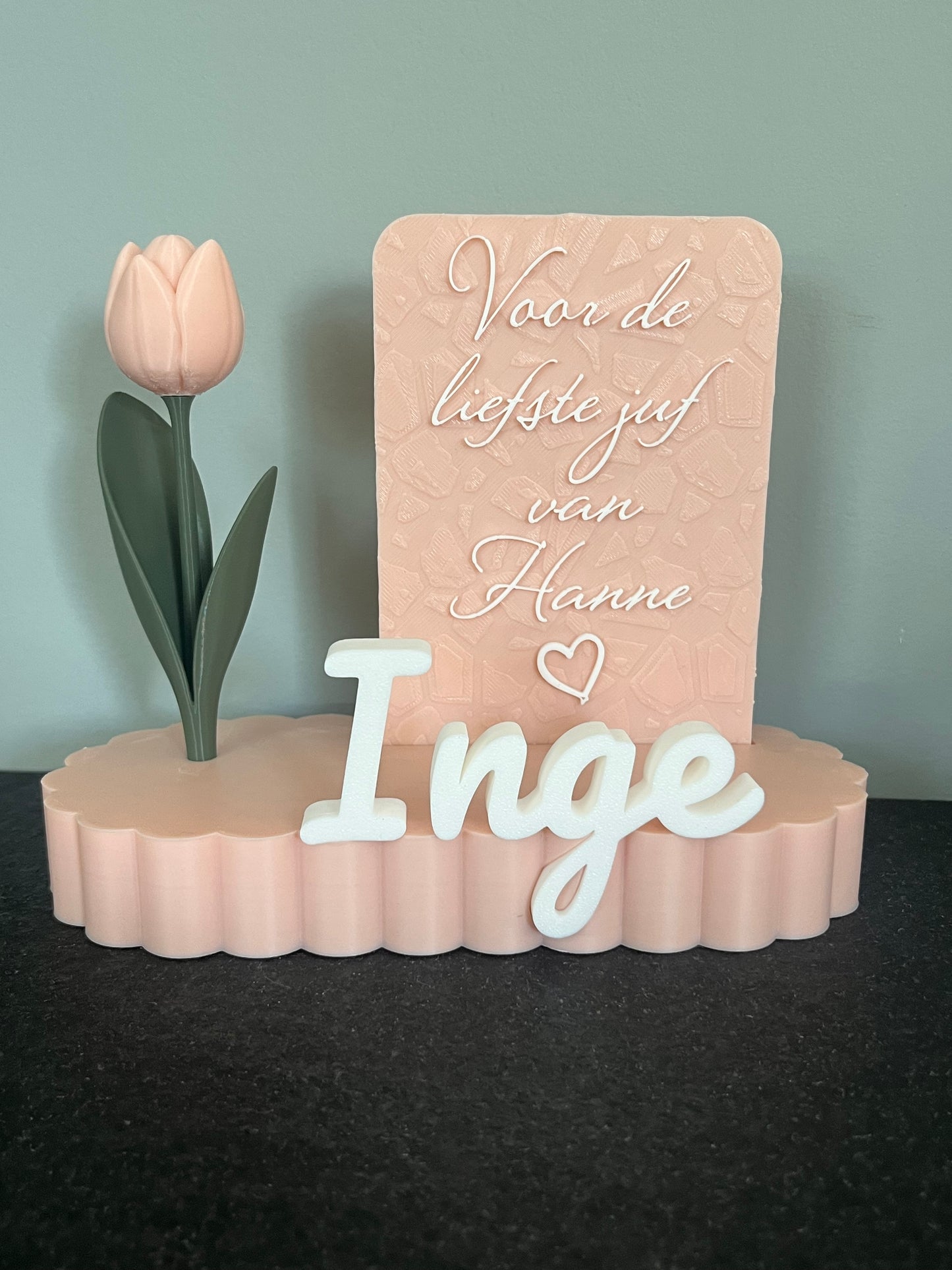Gepersonaliseerde Juf Bedanking met Tulp & Naam | Uniek Eindejaarscadeau voor de Liefste Juf