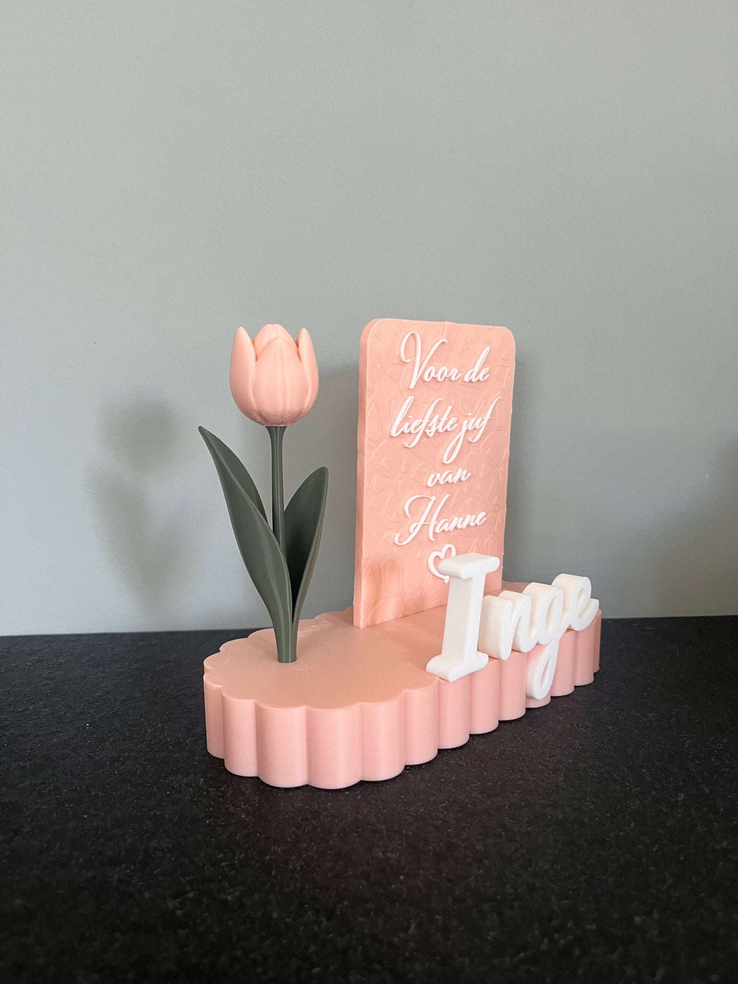 Gepersonaliseerde Juf Bedanking met Tulp & Naam | Uniek Eindejaarscadeau voor de Liefste Juf