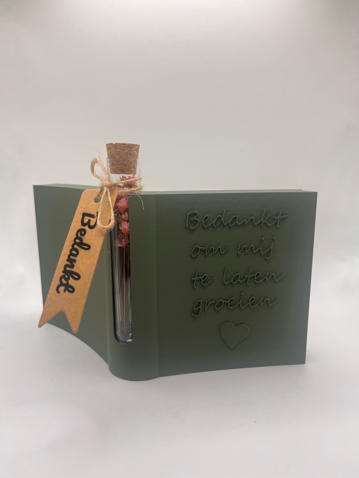 Gepersonaliseerd Open Boek met Droogbloemen | Origineel Bedankje voor Juf of Meester