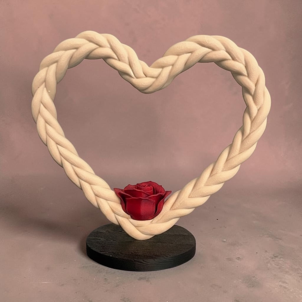 Gepersonaliseerd Hart van Verbondenheid met Roos – Uniek 3D-geprint Decoratiestuk