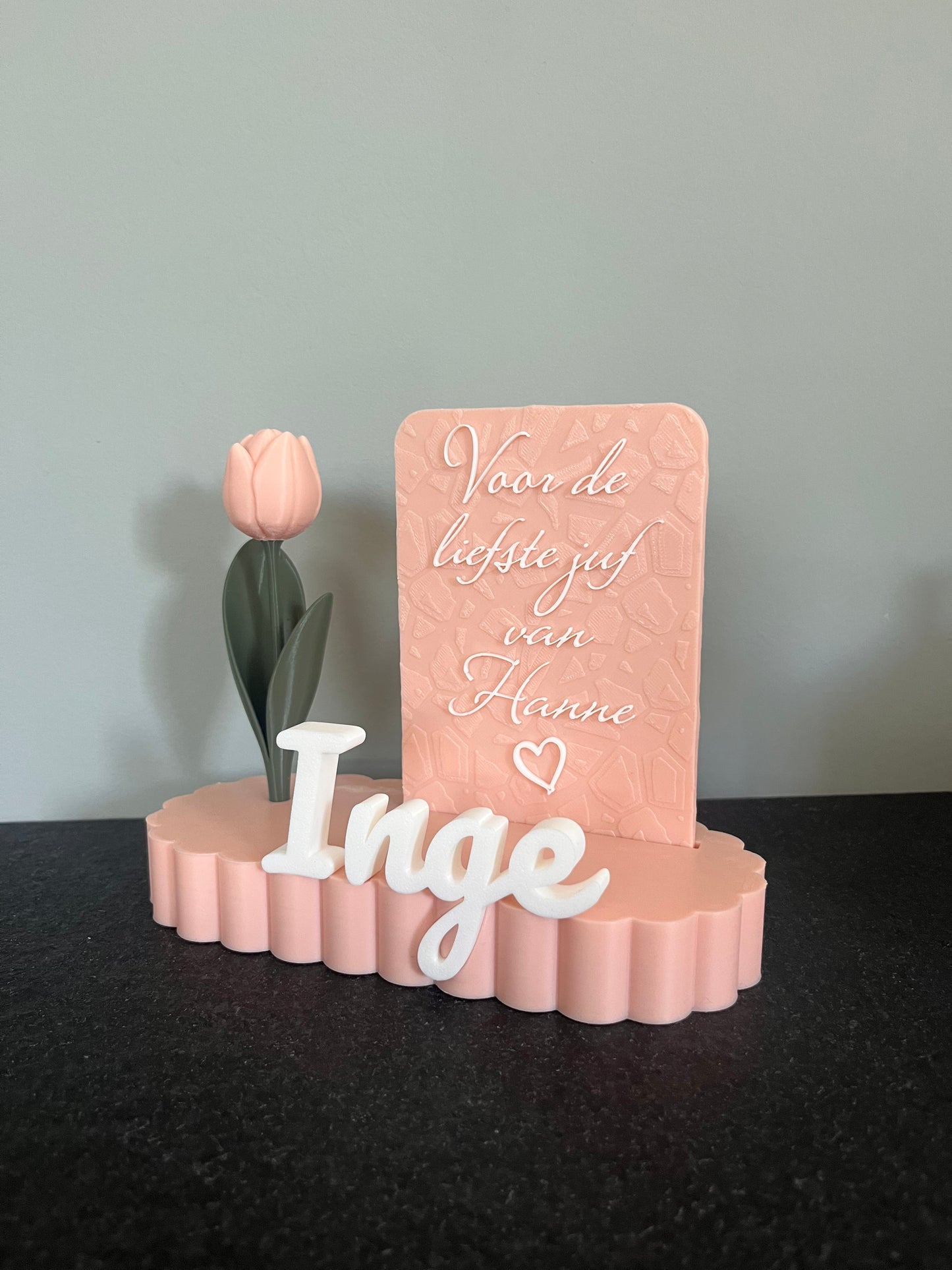 Gepersonaliseerde Juf Bedanking met Tulp & Naam | Uniek Eindejaarscadeau voor de Liefste Juf