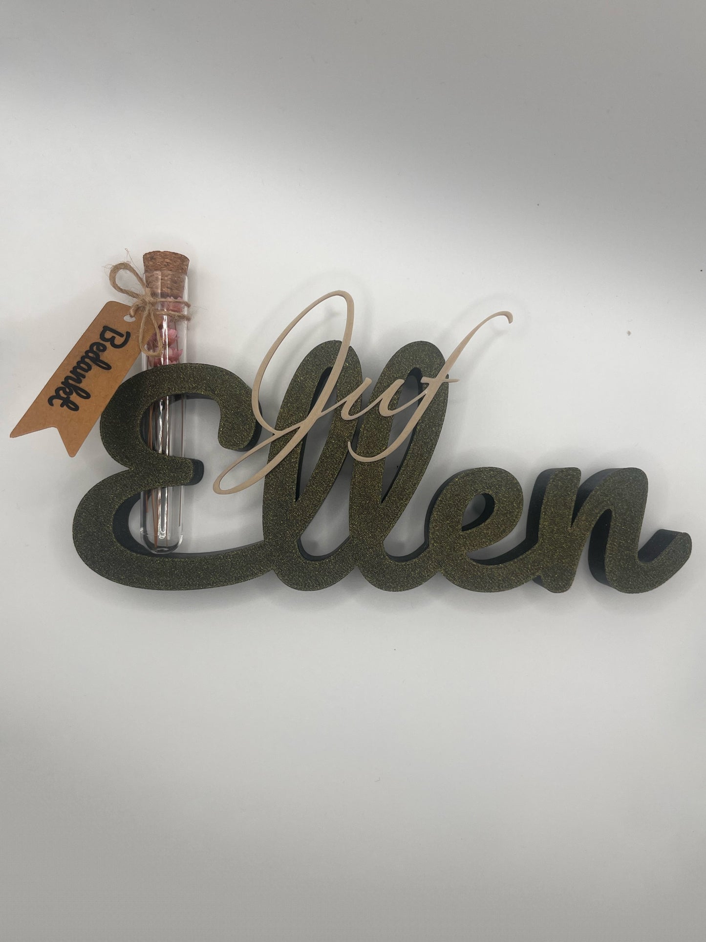 Gepersonaliseerd Bedankje voor Juf of Meester met Droogbloemen | Elegant Naamdecoratie met Testbuisje