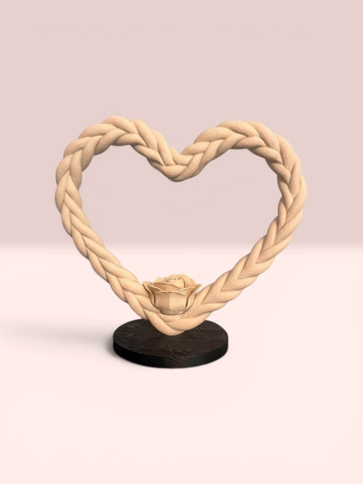 Gepersonaliseerd Hart van Verbondenheid met Roos – Uniek 3D-geprint Decoratiestuk