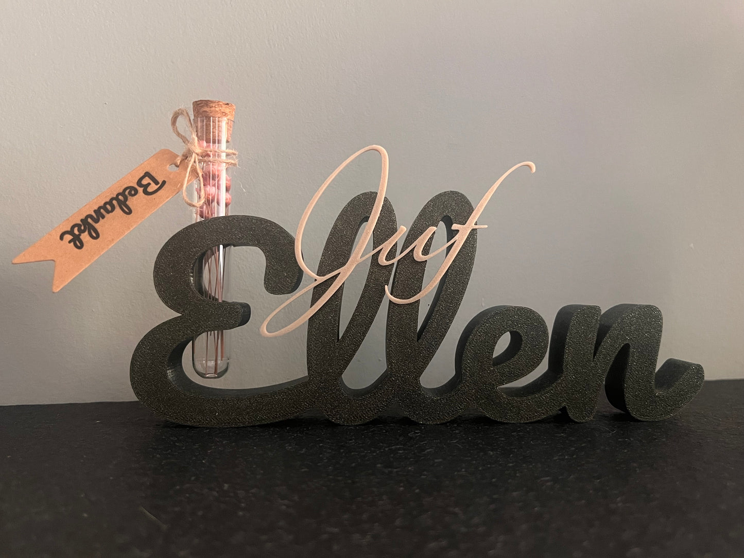 Gepersonaliseerd Bedankje voor Juf of Meester met Droogbloemen | Elegant Naamdecoratie met Testbuisje