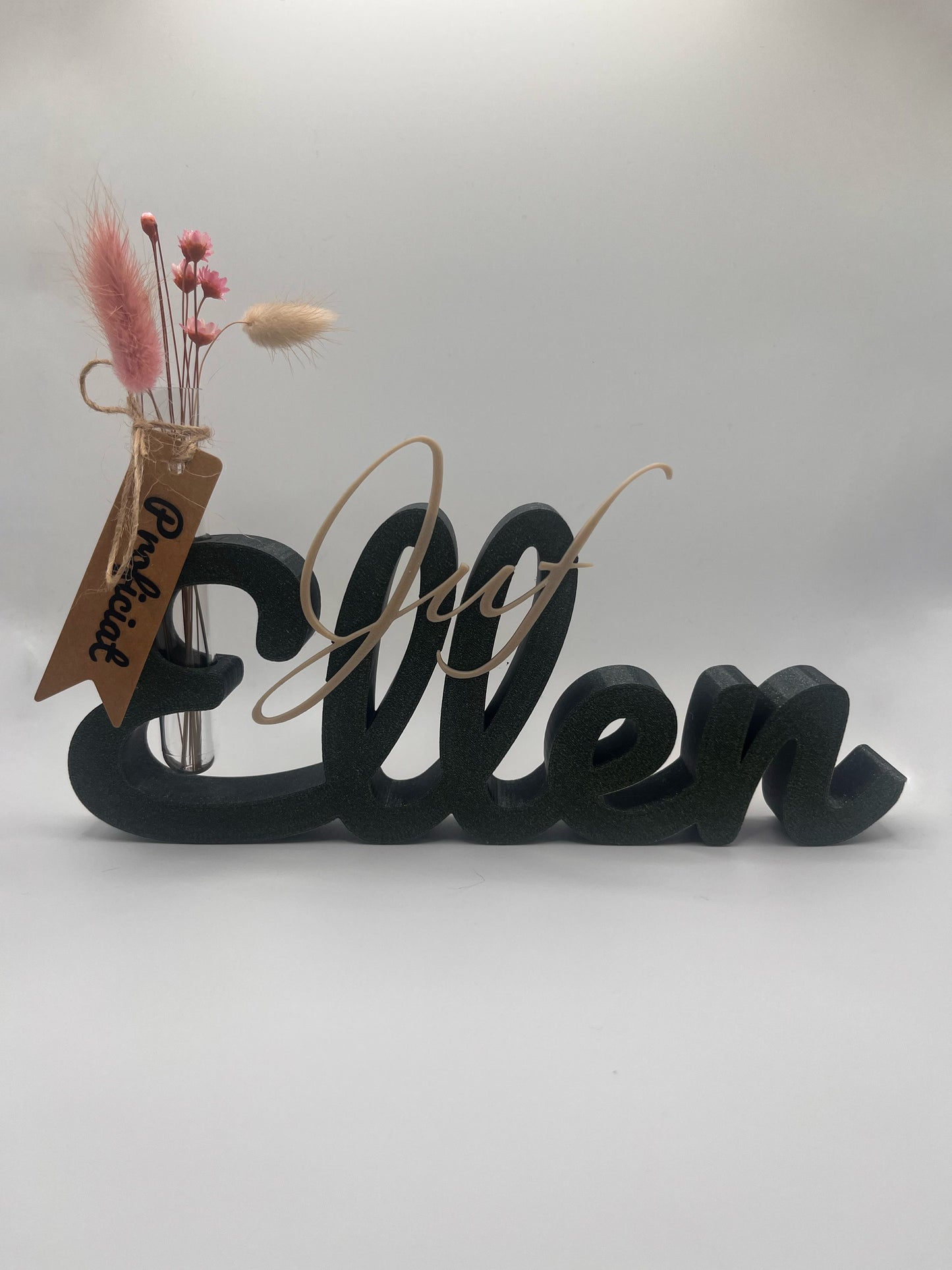 Gepersonaliseerd Bedankje voor Juf of Meester met Droogbloemen | Elegant Naamdecoratie met Testbuisje