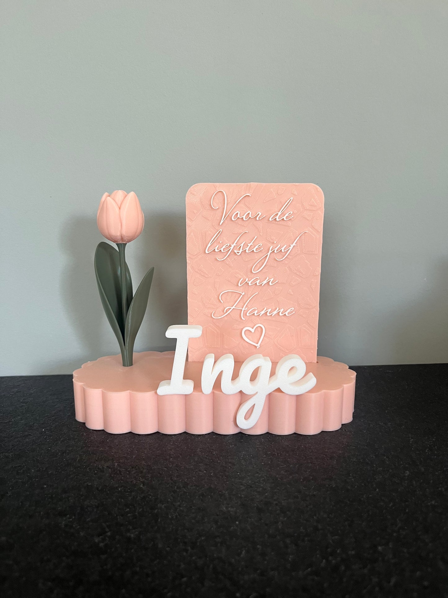 Gepersonaliseerde Juf Bedanking met Tulp & Naam | Uniek Eindejaarscadeau voor de Liefste Juf