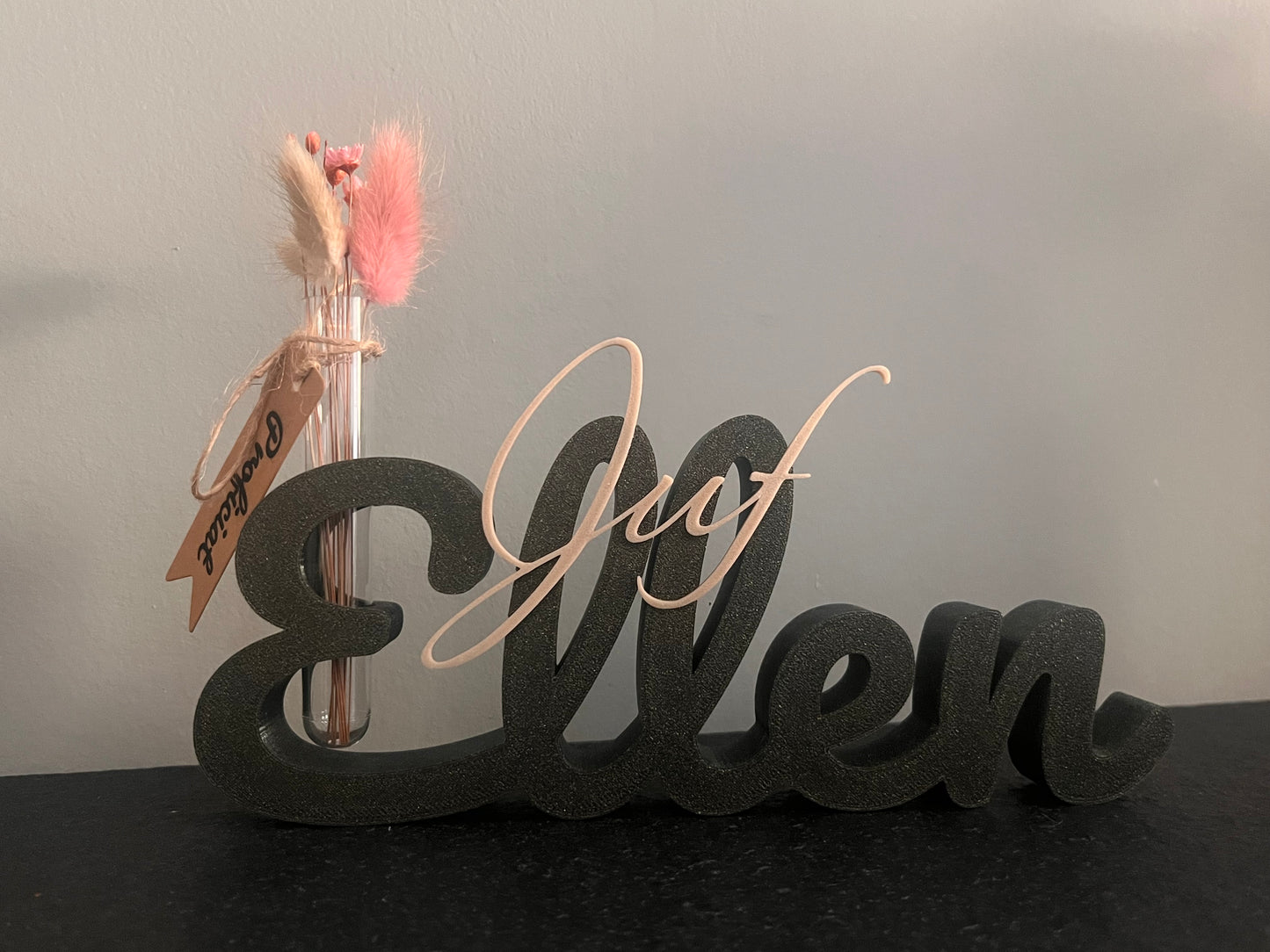 Gepersonaliseerd Bedankje voor Juf of Meester met Droogbloemen | Elegant Naamdecoratie met Testbuisje