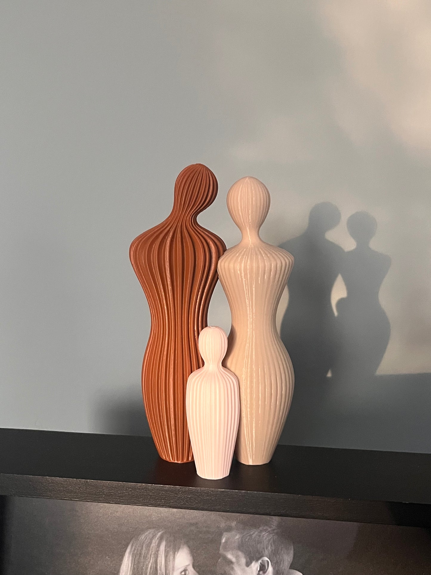 Familie beeldje 3D geprint – modern papa mama kind decor