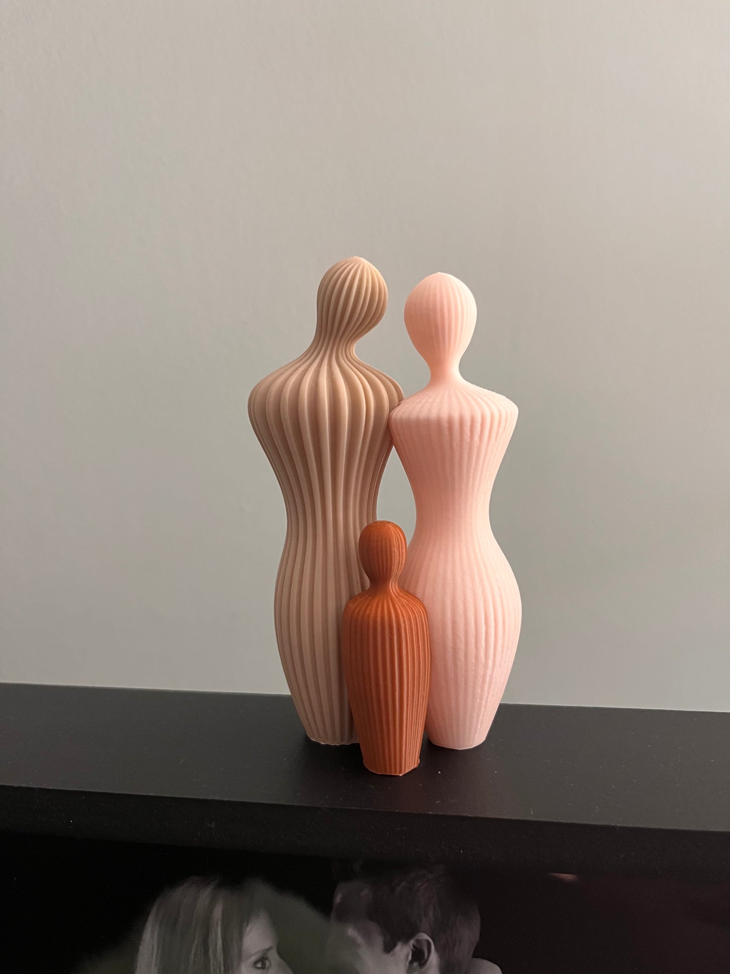 Familie beeldje 3D geprint – modern papa mama kind decor